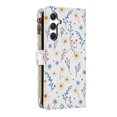 thumbnail image 3 of Wallet Case For Samsung Galaxy A55 5G 6.5-inch, Flower Pattern Flip Zipper Purse Leather Cover With Card Holder, Detachable Wristlet & Shoulder Strap, Shockproof ,Kickstand Phone Case For Women,Blue, 3 of 9