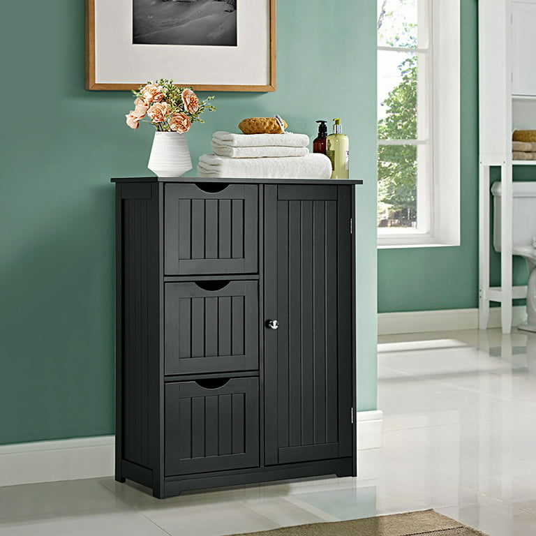 Modern Freestanding Bathroom Storage Cabinet with Wheel Pull-out