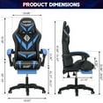 thumbnail image 4 of Hoffree Gaming Chair with Speakers PU Leather Office Chair with Footrest and LED Lights Ergonomic Gamer Chair with Massage Lumbar Support and Headrest Adjustable Swivel for Home Office 300lb, 4 of 12