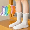 thumbnail image 6 of XIMIN Toddler Girls Mid Thigh Socks Solid Color Mesh Soft Breathable Comfortable Combed Cotton Ruffle Cute Socks Spring and Summer (6-8 Years, Green), 6 of 6