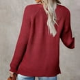 thumbnail image 6 of Miluxas Plus Size Sweater Tops On Seasonal Clearance Women's Soild Long Sleeve Pocket Knit Pullover V-neck Sweater Coat Red 12(XXL), 6 of 9