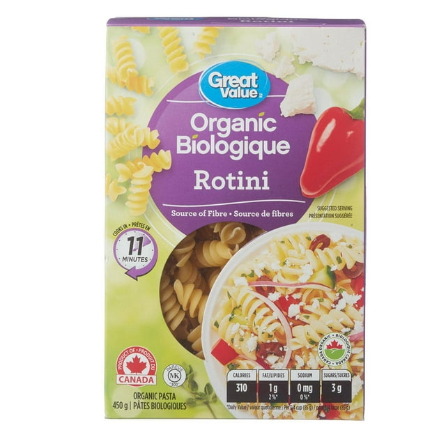 Pâtes rotini de Great Value Biologique