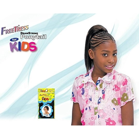 YAKY Straight 10'' - Shake N Go Drawstring Ponytail for Kids #1B Off Black