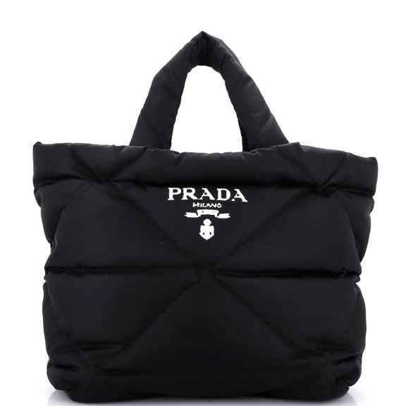 Pre-Owned Padded Logo Tote Bag Quilted Re-Nylon Medium By Rebag