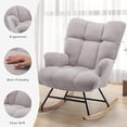 thumbnail image 6 of Rocking Chair Nursery Teddy Upholstered Glider Rocker Rocking Accent Chair Padded Seat with High Backrest Armchair Comfy Side Chair for Living Room Bedroom Offices (Grey Teddy), 6 of 6