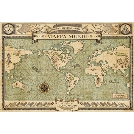 Fantastic Beasts And Where To Find Them - Movie Poster / Print (Mappa Mundi / World Map) (Size: 36