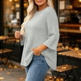thumbnail image 6 of SuTry Plus Size Women's Sweatshirt Crew Neck 3/4 Sleeve Quilted Pullover with Curved Hem for Casual Fall Days and Cozy Lounging, 6 of 8