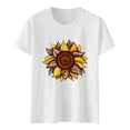 thumbnail image 4 of Gibobby Playera de Verano para Mujer Camiseta verano girasol para mujer, blusa holgada talla grande, camisetas casuales gráficas manga corta para chica(Blanco,XL), 4 of 5