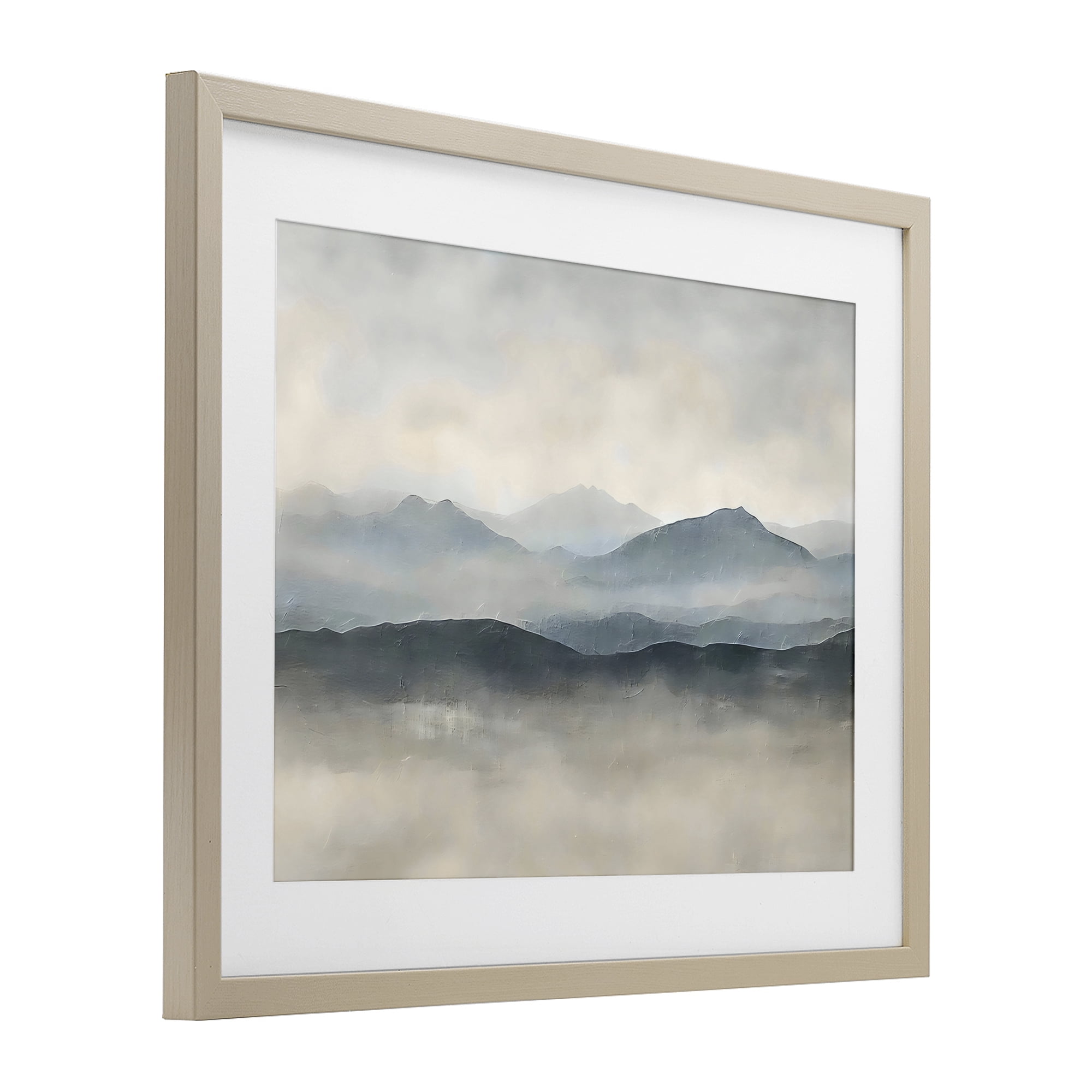 Stupell Industries Misty Muted Mountainscape Birch Framed Print Under Glass, design by Riley B