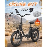 Folding Electric Bikes for Adults 1000W Peak 70 Miles Max Range 20mph Top Speed Step Thru E Bike Fat Tire Foldable E-Mountain Bike with Front Basket, 7 Speed, 36V 13.5AH Battery, UL2849 by SGS