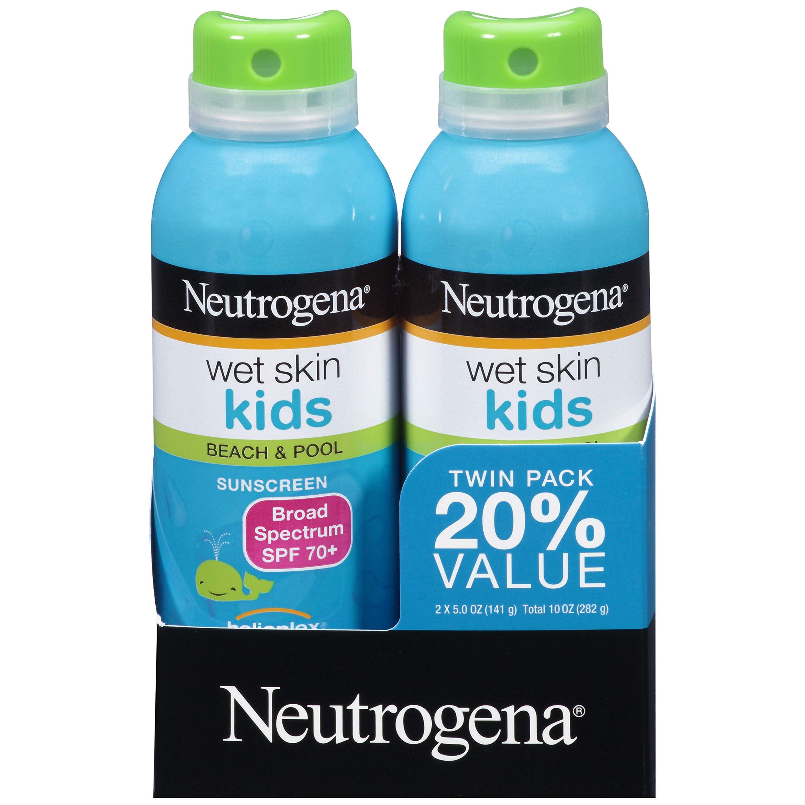Neutrogena Wet Skin Kids Sunscreen Spray Water Resistant and Oil Free Broad Spectrum SPF 70 5 oz 2PK