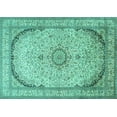 thumbnail image 1 of Ahgly Company Machine Washable Indoor Rectangle Medallion Turquoise Blue Traditional Area Rugs, 7' x 10', 1 of 4
