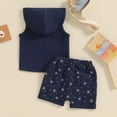 thumbnail image 3 of Bagilaanoe 2pcs Toddler Baby Boy Shorts Set Sleeveless Star Print Hooded Tank Tops + Shorts 6M 12M 18M 24M 3T Kids Casual Summer Clothes, 3 of 8