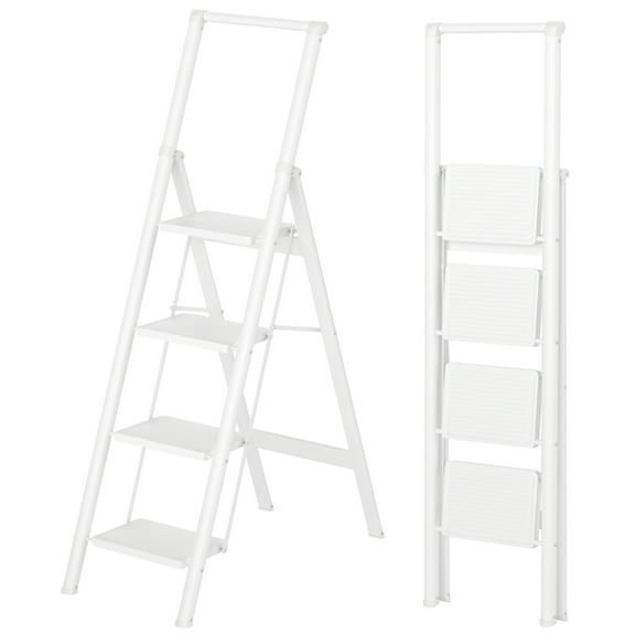 TOPTENG 4-Step Foldable Ladder with Anti-Slip Pedals, Lightweight Step Stool for Adults