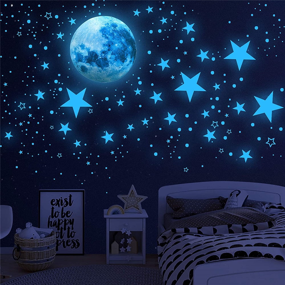 Wall Decals Luminous Sticker At Night Glow In The Dark Moon Decal Perfect Ceil 
