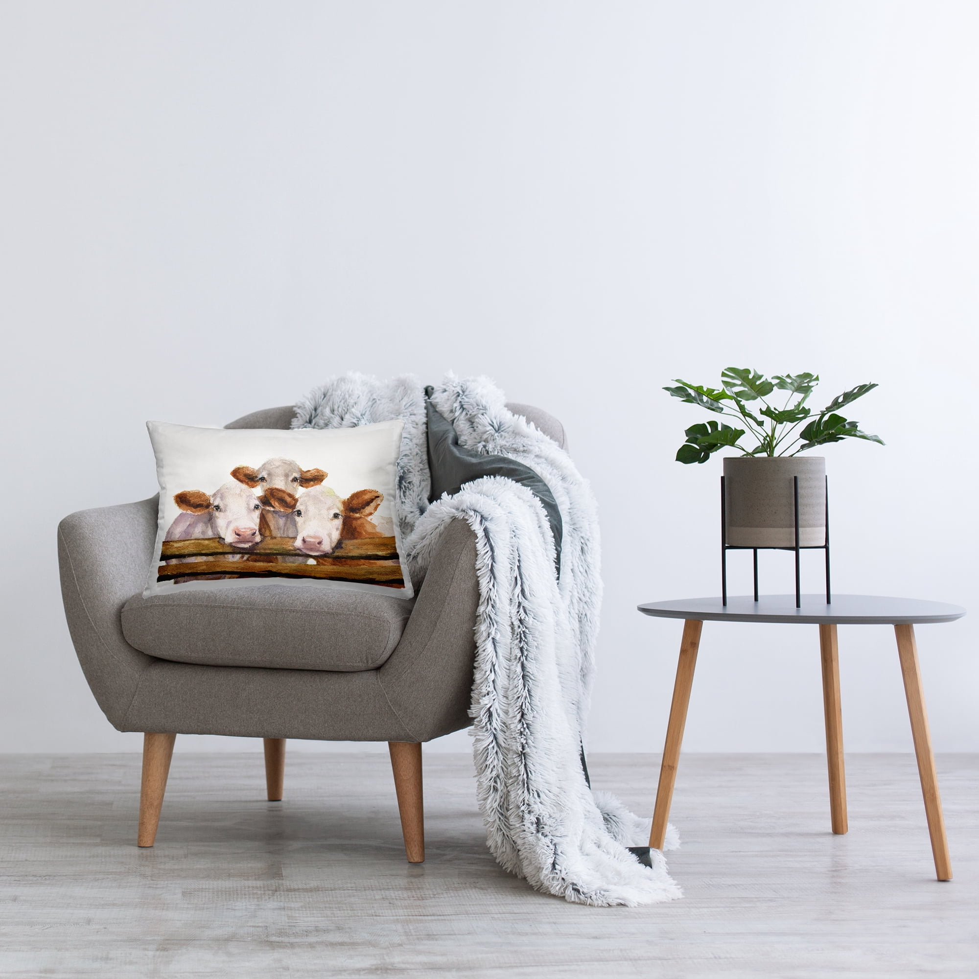 Stupell Industries Three Cow Friends Decorative Printed Throw Pillow Design by George Dyachenko.