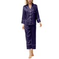 thumbnail image 1 of Gibobby pijama de manga larga con botones Pijamas para mujer, conjunto de pijamas para mujer, pijamas de talla grande para mujer, pijamas informales, tirantes de encaje para mujer (Azul marino, S), 1 of 4