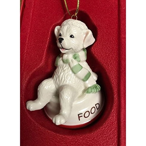 Lenox Puppy Dog Sitting on Dish Furry Friends Food Dog Ornament