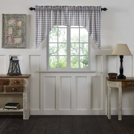 Antique White Grey Farmhouse Kitchen Curtains Jenna ...