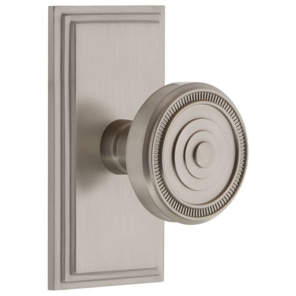 Grandeur Carsol_Psg_238 Carre Solid Brass Rose Passage Door Knob Set - Nickel