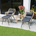 JOIVI 5Piece Outdoor Wicker Furniture Set, Rattan Bistro All Weather