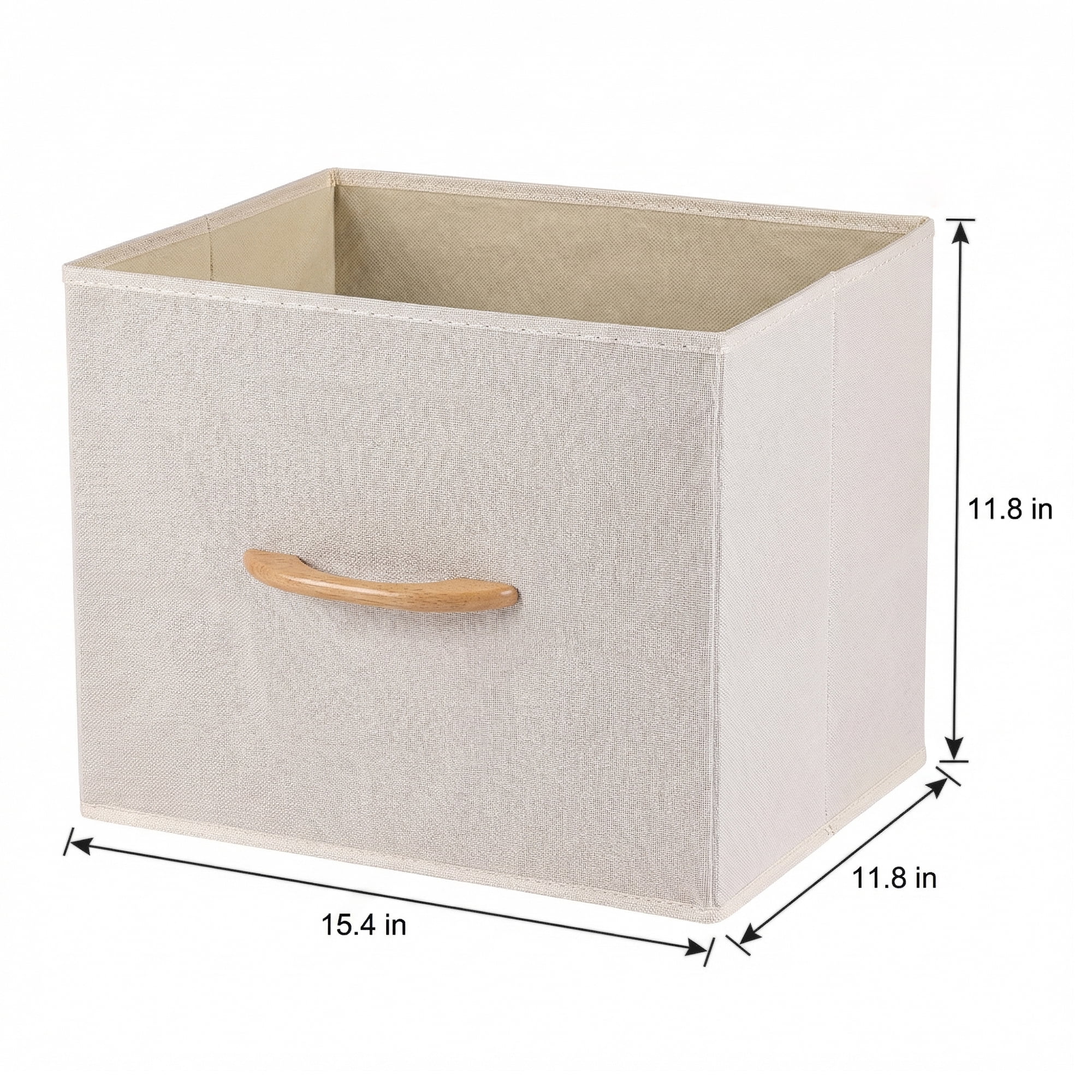 Unique Bargains 3pcs Storage Cube Fabric Storage Bin with Handles Beige 15.4*11.8*11.8in