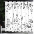 thumbnail image 4 of Ambesonne Christmas Shower Curtain, Tree Reindeer Santa, 69"Wx75"L, Black and White, 4 of 5
