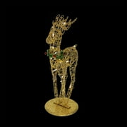 20.75" Battery Operated LED Lighted Gold Glittered Standing Reindeer Christmas Decoration