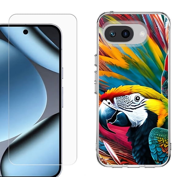 ShockProof Phone Case for Google Pixel 10a, with Screen Protector, by OneToughShield - Macaw