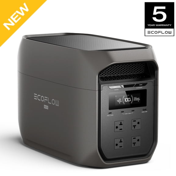 EF EcoFlow Portable Power Station DELTA 3 Max, 2048Wh LiFePO4 Battery, Solar Generator (Solar Panel Optional), 3400W X-Boost Output, Ultra-Fast 0-80% Charging in 1.13 Hr, Home Backup & RV Camping