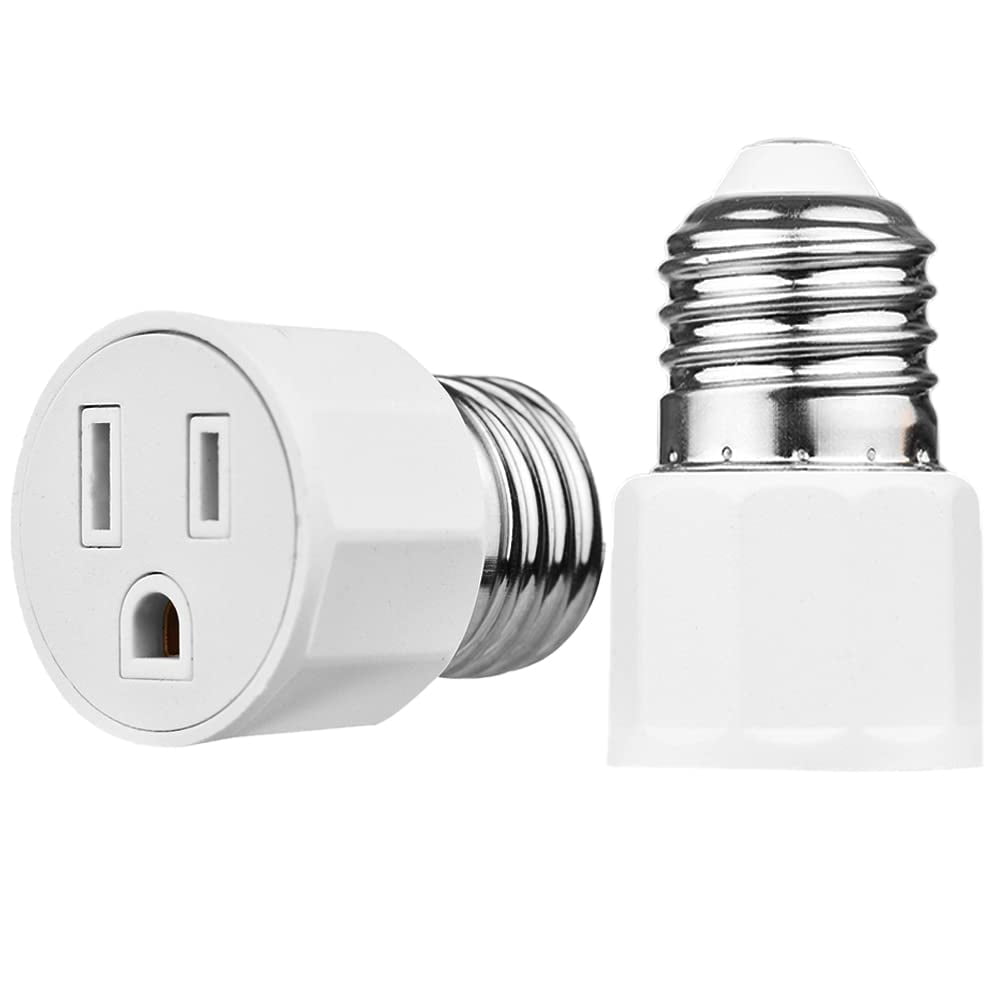 3 Prong Outlet Light Socket Adapter,E26/ E27 3 Prong Light Socket to