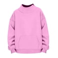 thumbnail image 4 of GobdXE Solid Girls Neck Long Sleeve Sweatshirt Kids Front Kangaroo Pocket Loose Casual Pullover Fashion Daily Top, 4 of 8