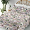 thumbnail image 3 of Ambesonne Tropical Vibes Fitted & Flat Sheet with Shams 4 Pcs Set, Simple Anemones Art, King, Lilac Dark Eggshell Ivory, 3 of 5