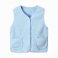 thumbnail image 2 of Towmus Toddler Vest for Girls Boy, Sleeveless Reversible Sherpa Fleece Vest Fall Winter Button Down Waistcoat Outerwear with Pocket, Sky Blue, 7-8 Years, 2 of 4