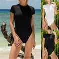 thumbnail image 7 of Womens Short Sleeve Crew Neck Bodysuit - Cloud Collection Solid Color Stretchy Basic T-Shirt Top, 7 of 7
