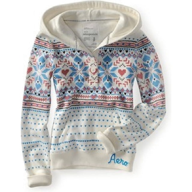 Aeropostale - Sudadera con capucha y 4 botones para mujer, color blanco, pequeño Aeropostale Sudadera