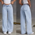 thumbnail image 5 of Wide Leg Jeans for Women Casual High Waisted Strechy Straight Leg Loose Tummy Control Denim Pants with Pocket, 5 of 6