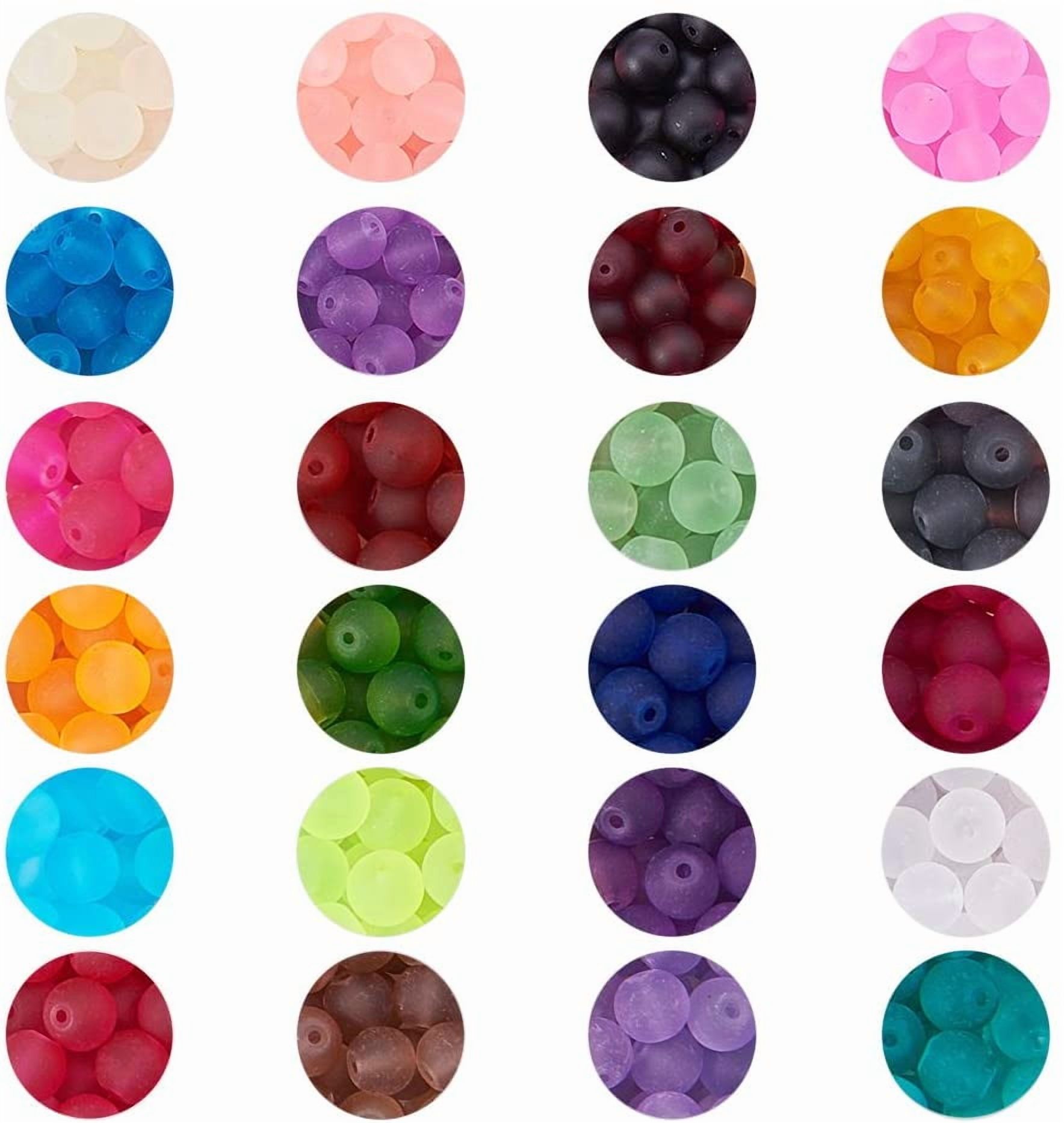 1Box 1 Box (about 480pcs) 24 Color 8mm Frosted Transparent Round Glass Beads Assortment Kits For Jewelry Making Hole: 1.3-1.6mm