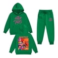 thumbnail image 1 of Pop cazadora para niña Hooded Sweatshirt Set,Soft Streetwear Pullover,Cute Long Sleeve Hoodie for Fall Winter （Green）, 1 of 2