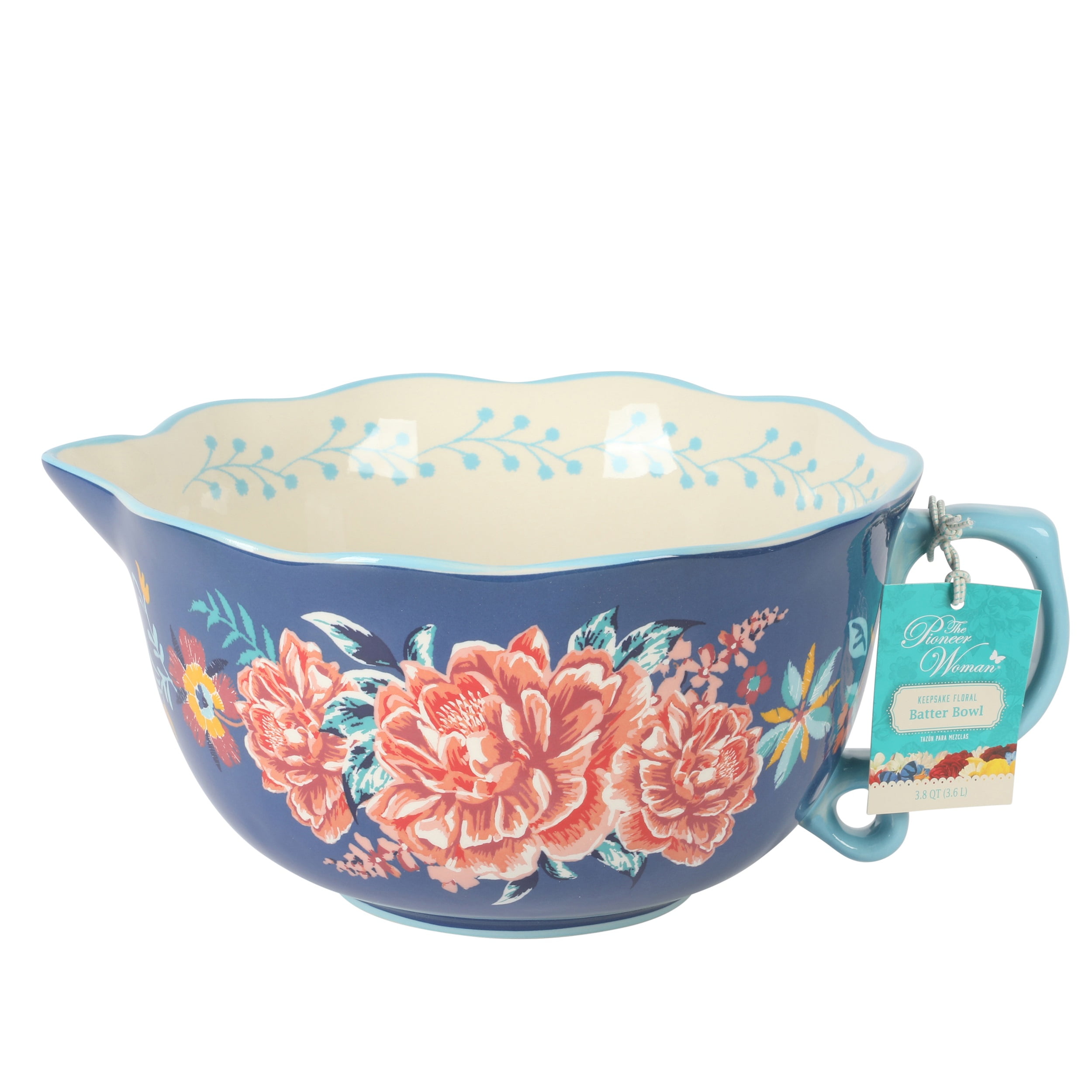The Pioneer Woman Keepsake Floral 3.8-Quart Ceramic Batter Bowl with Spout