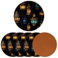 thumbnail image 2 of Lantern 6PCS Round Microfiber Leather Table Coasters Set, 11x11 cm/4.3x4.3 in, Drink Coaster Mats for Home and Kitchen Use, 2 of 6
