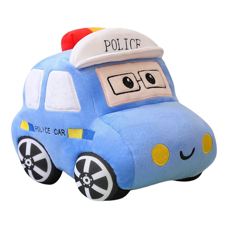 Temacd 30cm Car Plush Toy Police-Car Taxi Ambulance Plushies Photo Props  Ornament Soft Cartoon Stuffed Pillow Children's Room Home Decor,Car Blue 