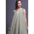 thumbnail image 5 of Bimba Pastel Mint Floral Leaves & Bunchberry Mid Calf Nightwear Ladies Cotton Printed Sleeveless Night Gown Maxi Dress Medium, 5 of 6