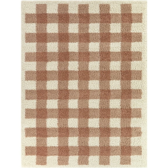 March Gingham Shag Area Rug