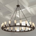 thumbnail image 2 of Vanity Art 20 Lights Wagon Wheel Chandelier Lighting | Modern Hanging Light Farmhouse Candle Style Ceiling Light Fixtures for Living Room Dining Room MLT6220LT-ORB-BD, 2 of 7