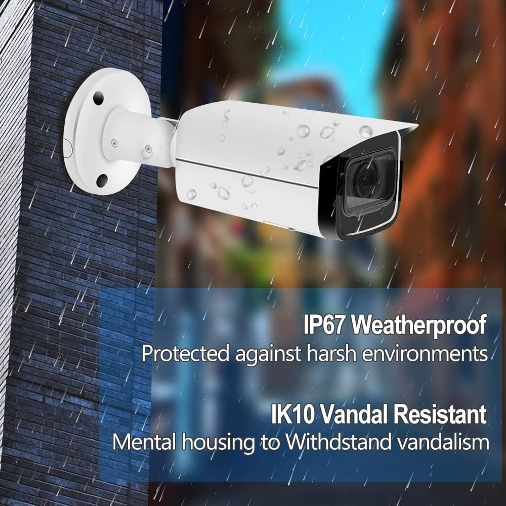 165ft Smart IR Night Vision， H.265+，WDR IP67 ONVIF IPC-HDW4433C-A 2.8mm Lens 4MP HD Security POE IP Camera Home&Outdoor Network Surveillance Eyeball Dome Camera with Built-in MIC