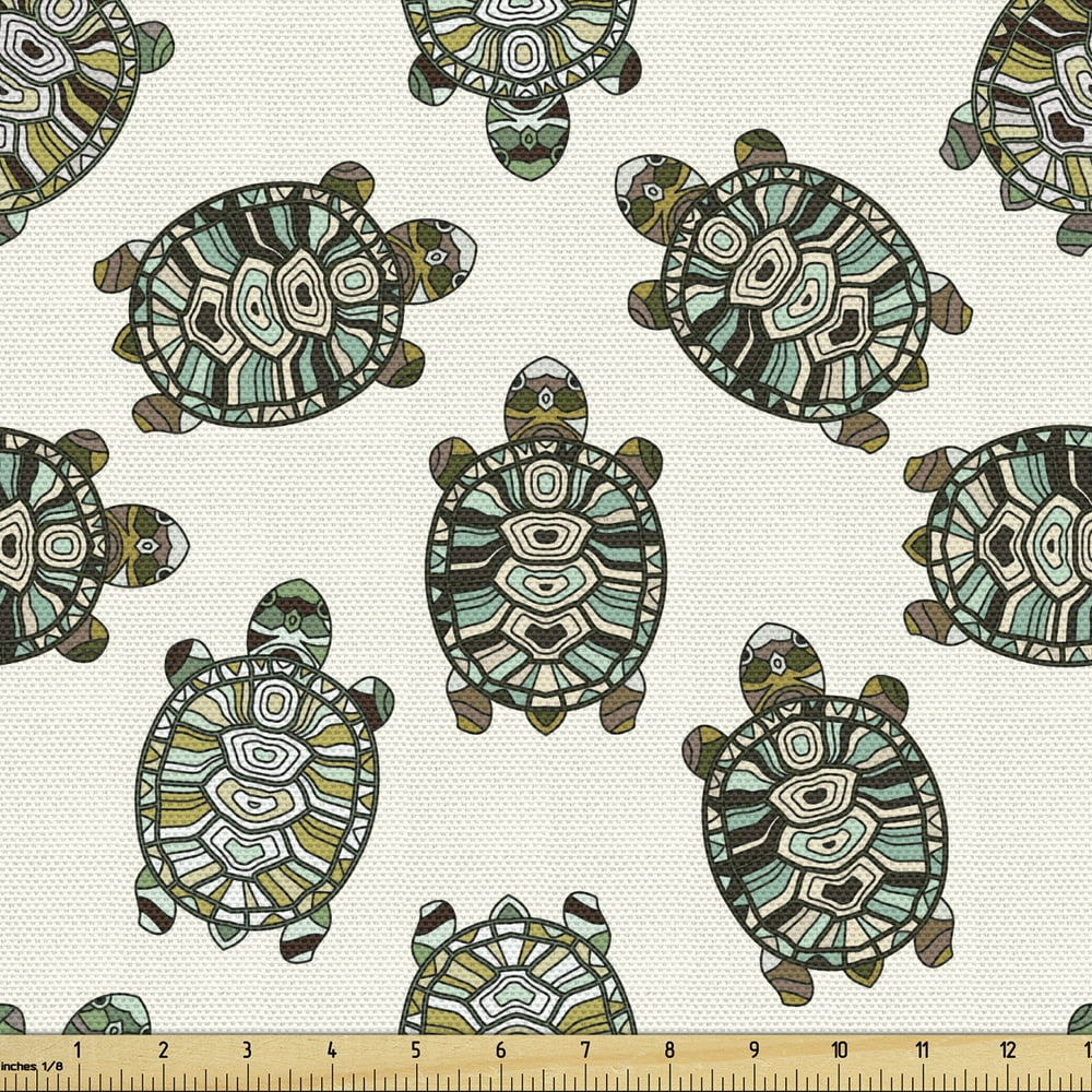 Turtle Fabric by the Yard Upholstery Tortoise Pattern with Ornate