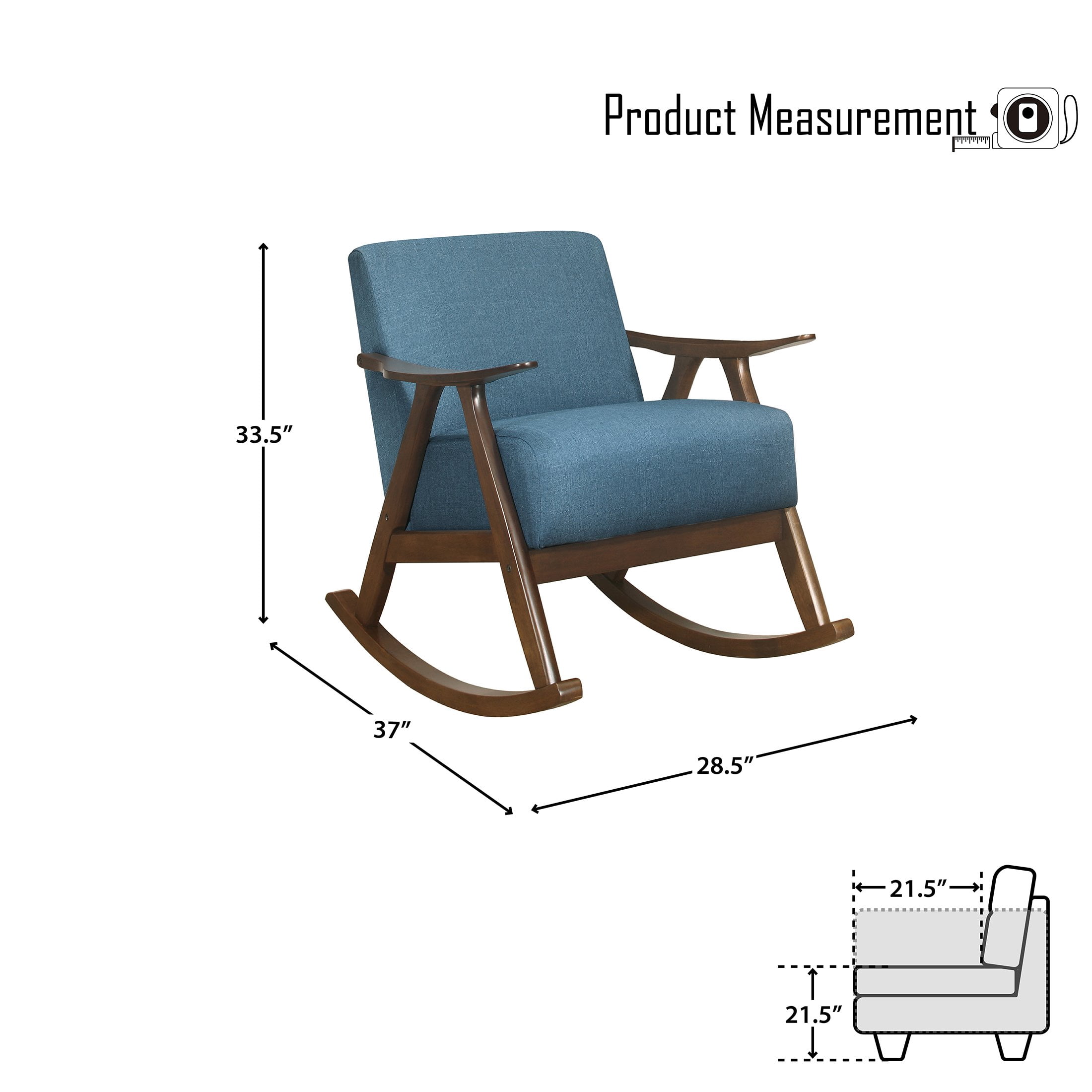 OakvillePark Hamilton Fabric Upholstered Rocking Chair, Blue