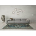 thumbnail image 3 of Ahgly Company Indoor Round Medallion Light Blue Traditional Area Rugs, 4' Round, 3 of 4