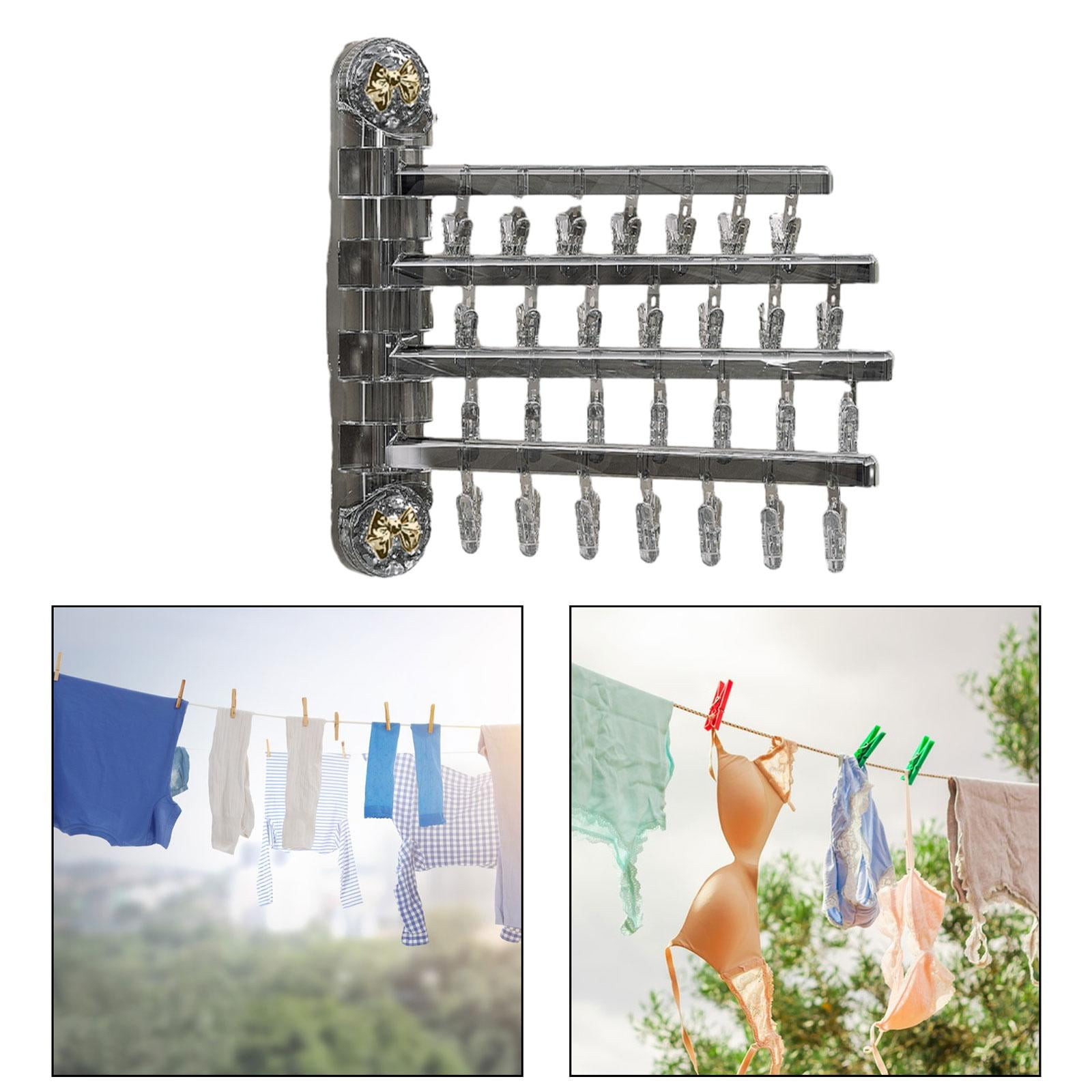 Tongina Foldable Laundry Hanger Drip Hanger Clothes Organizer, Laundry Clips Drying Rack for Scarf Baby Clothes Towels, Underwear Hat Gray Gold Bow
